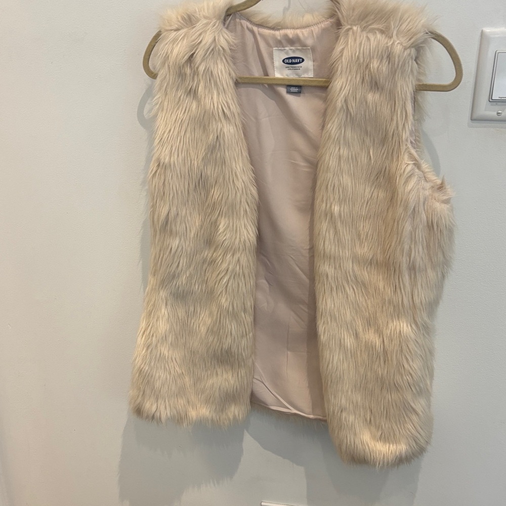 Old Navy Beige Faux Fur Vest